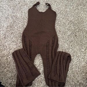 Brown Knit Jumpsuit